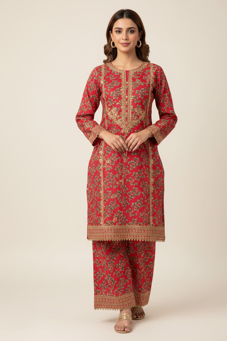 2 Piece Digital Print Linen Suit 21