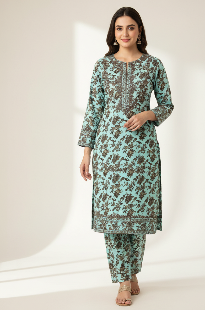 2 Piece Digital Print Linen Suit 23