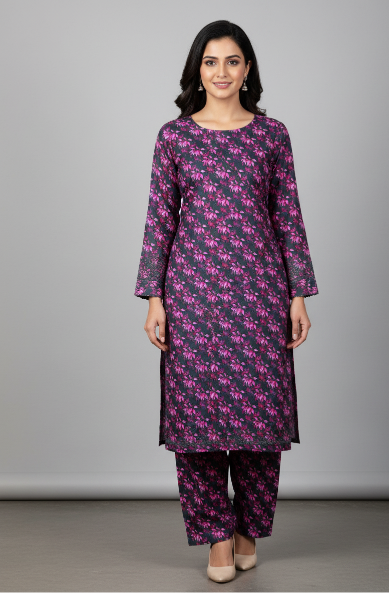 2 Piece Digital Print Linen Suit 24