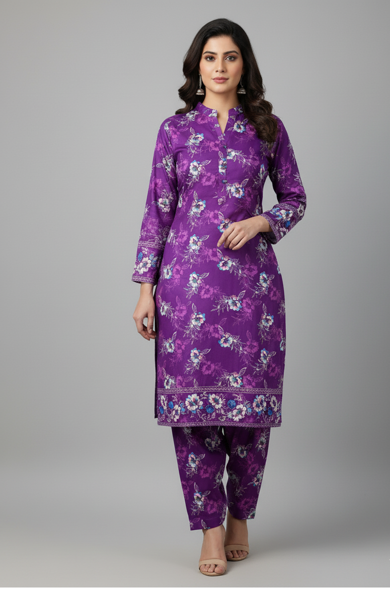 2 Piece Digital Print Linen Suit 25