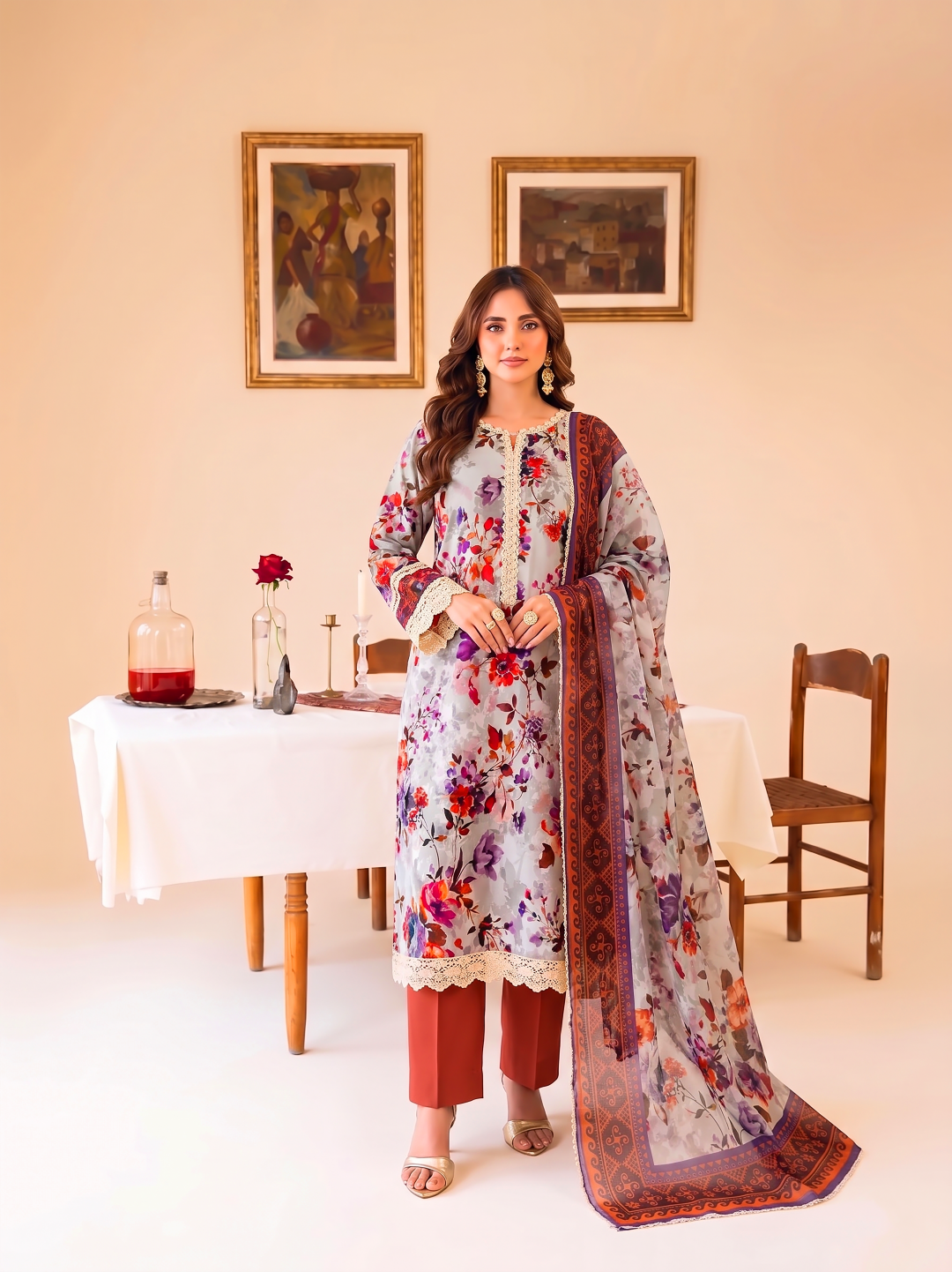 3 Pcs Lawn Unstitched Suit 573